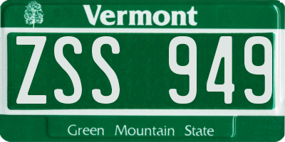 VT license plate ZSS949