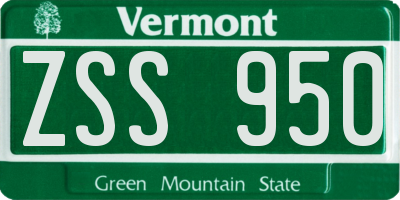 VT license plate ZSS950