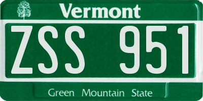 VT license plate ZSS951