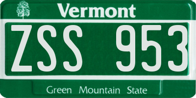 VT license plate ZSS953