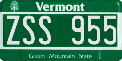 VT license plate ZSS955