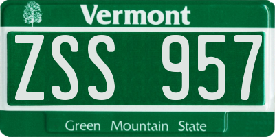 VT license plate ZSS957