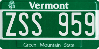 VT license plate ZSS959
