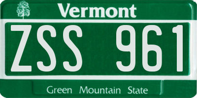 VT license plate ZSS961