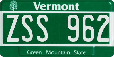 VT license plate ZSS962