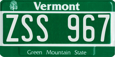 VT license plate ZSS967