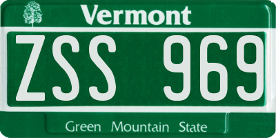 VT license plate ZSS969