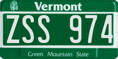 VT license plate ZSS974