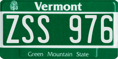 VT license plate ZSS976