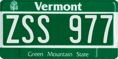 VT license plate ZSS977