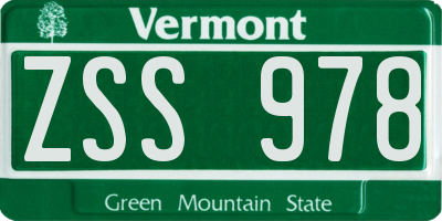 VT license plate ZSS978
