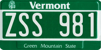 VT license plate ZSS981