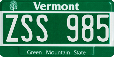 VT license plate ZSS985