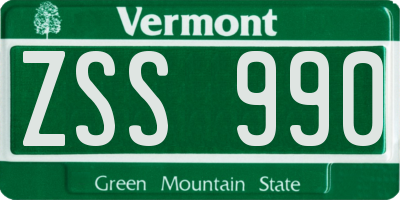 VT license plate ZSS990