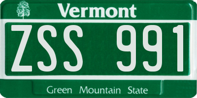 VT license plate ZSS991