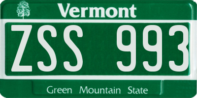 VT license plate ZSS993