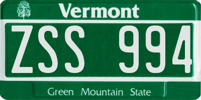VT license plate ZSS994