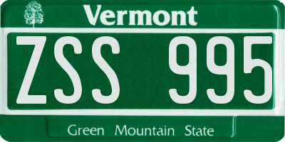 VT license plate ZSS995
