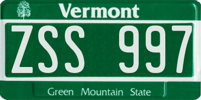 VT license plate ZSS997