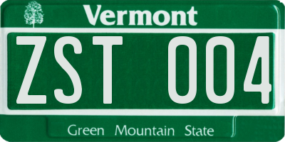 VT license plate ZST004
