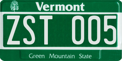 VT license plate ZST005