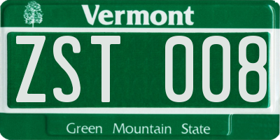 VT license plate ZST008