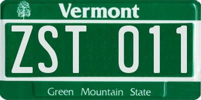 VT license plate ZST011