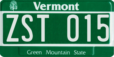 VT license plate ZST015