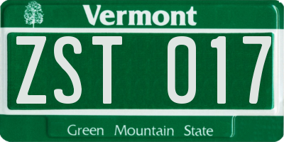 VT license plate ZST017