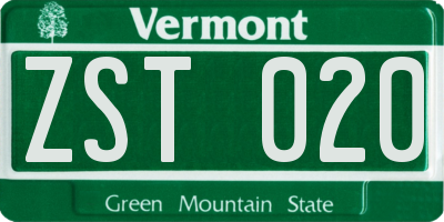 VT license plate ZST020