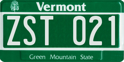 VT license plate ZST021