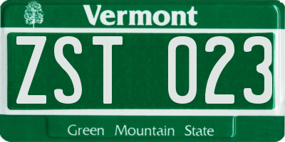 VT license plate ZST023