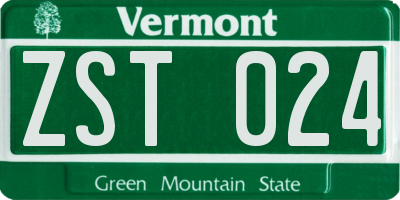 VT license plate ZST024