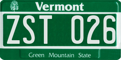 VT license plate ZST026