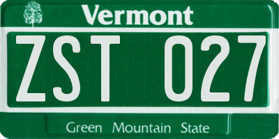 VT license plate ZST027