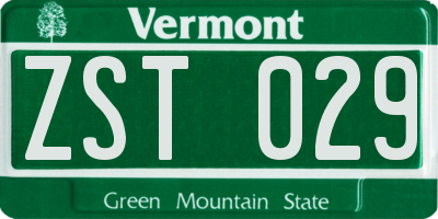 VT license plate ZST029