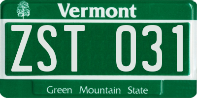 VT license plate ZST031