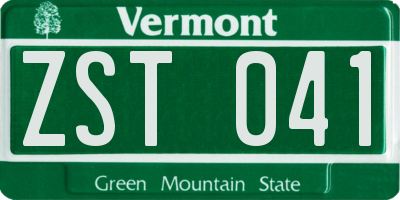 VT license plate ZST041