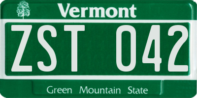 VT license plate ZST042