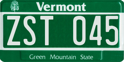 VT license plate ZST045