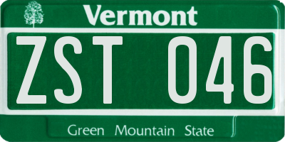 VT license plate ZST046