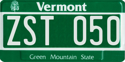 VT license plate ZST050