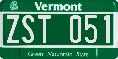 VT license plate ZST051