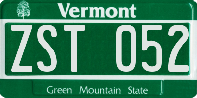 VT license plate ZST052