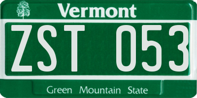 VT license plate ZST053
