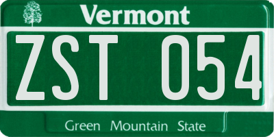 VT license plate ZST054