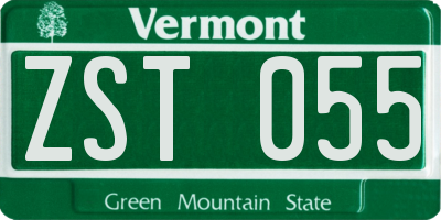 VT license plate ZST055