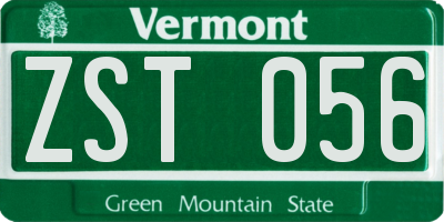 VT license plate ZST056