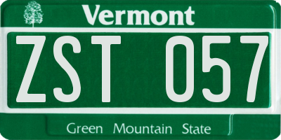 VT license plate ZST057