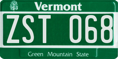 VT license plate ZST068